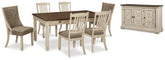 Homestyle Furniture - Ashley Furniture - Bolanburg Dining Table and 6 Chairs with Server - Dining Table and 6 Chairs with Server - D647D22