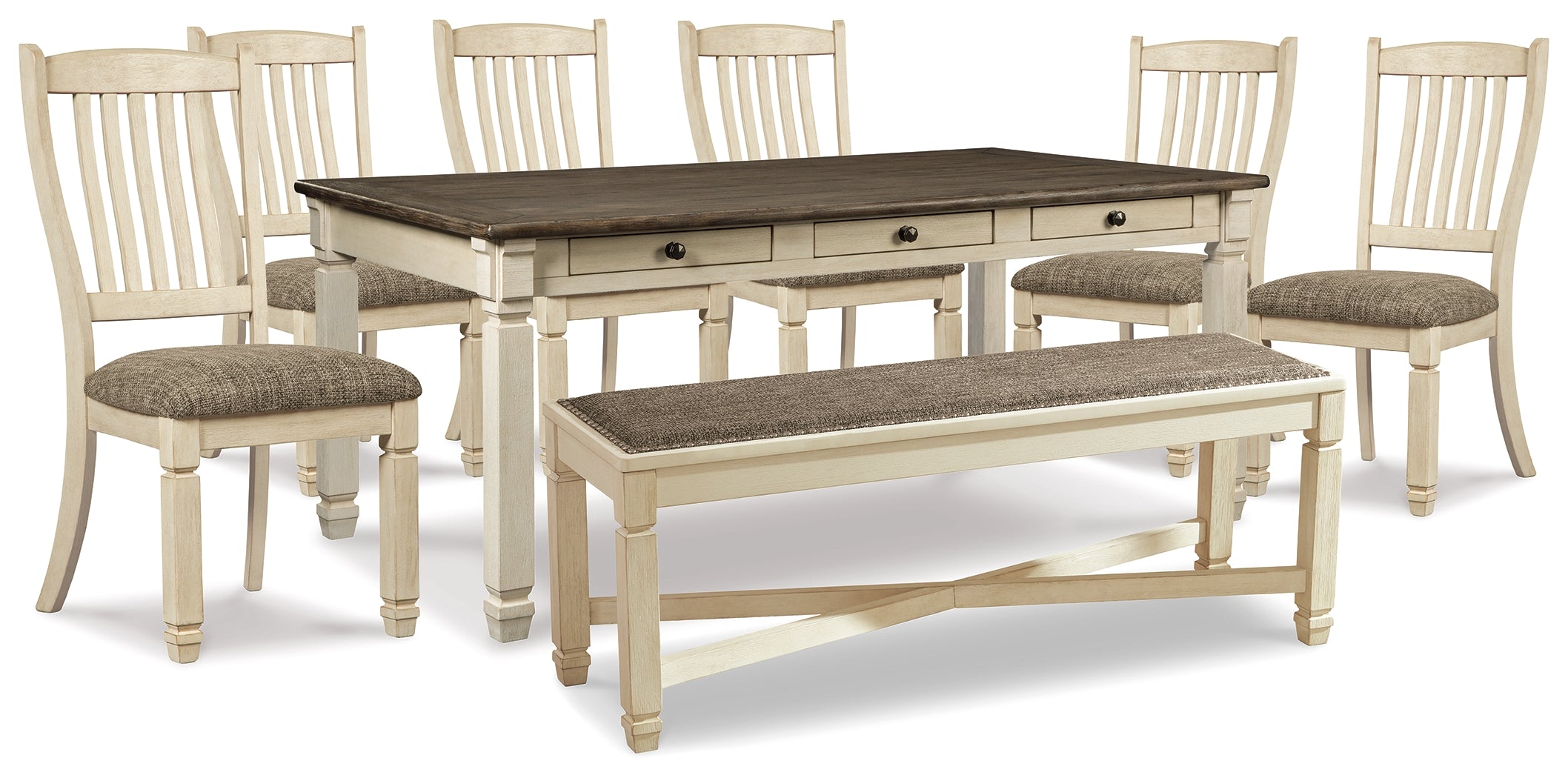 Homestyle Furniture - Ashley Furniture - Bolanburg Dining Table, 6 Chairs, and Bench - Dining Table, 6 Chairs, and Bench - D647D26