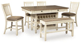 Homestyle Furniture - Ashley Furniture - Bolanburg Counter Height Dining Table and 4 Barstools and Bench - Counter Height Dining Table and 4 Barstools and Bench - D647D12