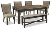 Homestyle Furniture - Ashley Furniture - Tyler Creek Dining Table and 4 Chairs with Bench - Dining Table and 4 Chairs with Bench - D736D11