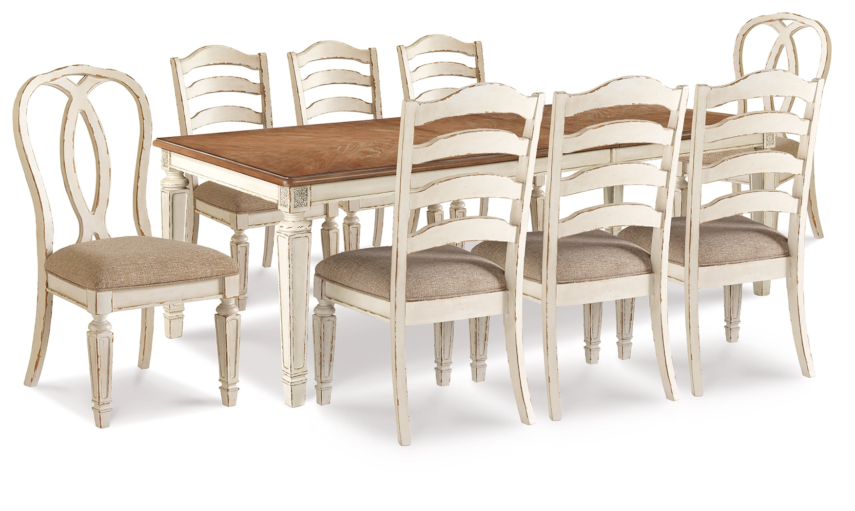 Homestyle Furniture - Ashley Furniture - Realyn Dining Table with 8 Chairs - Dining Table with 8 Chairs - D743D9
