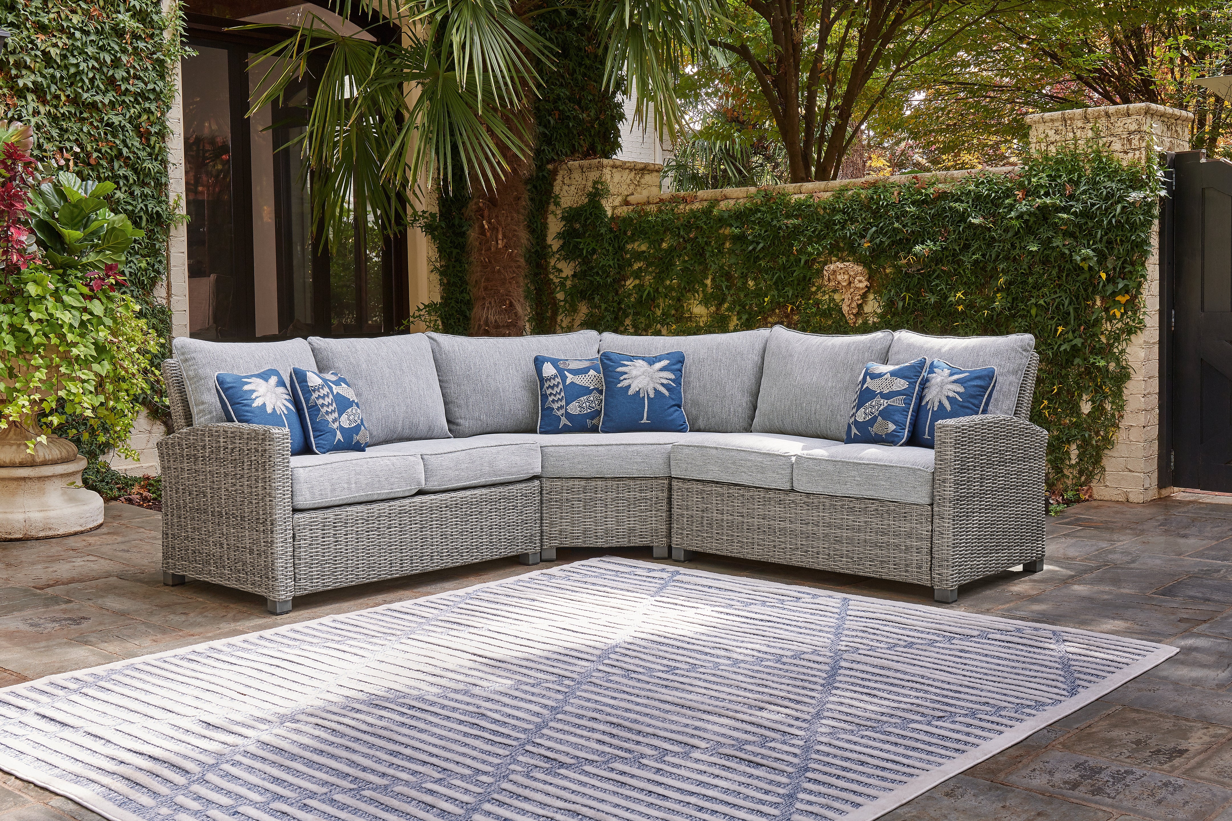 Homestyle Furniture - Ashley Furniture - Naples Beach 3-Piece Outdoor Sectional - 3-Piece Outdoor Sectional - P439P1