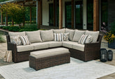 Homestyle Furniture - Ashley Furniture - Brook Ranch Outdoor Sofa Sectional/Bench with Cushion (Set of 3) - Sofa SEC/Bench w/CUSH (3/CN) - P465-822