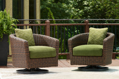 Homestyle Furniture - Ashley Furniture - Horizon Hall Outdoor Swivel Lounge Chair with Cushion - Swivel Lounge w/ Cushion - P572-821