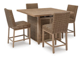 Homestyle Furniture - Ashley Furniture - Walton Bridge Outdoor Bar Table and 4 Barstools - Outdoor Bar Table and 4 Barstools - P749P1
