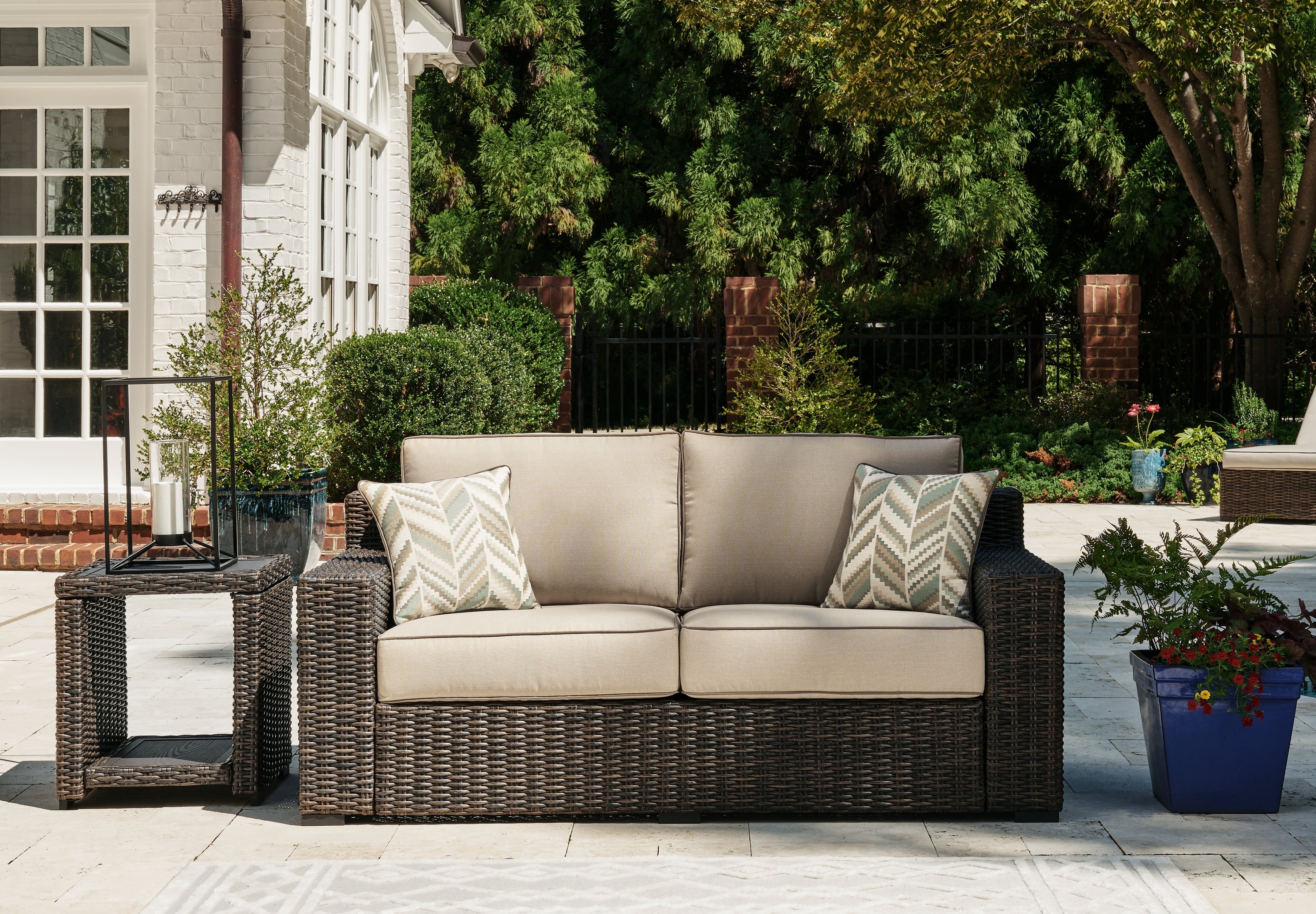 Homestyle Furniture - Ashley Furniture - Coastline Bay Outdoor Loveseat with Cushion - Loveseat w/Cushion - P784-835