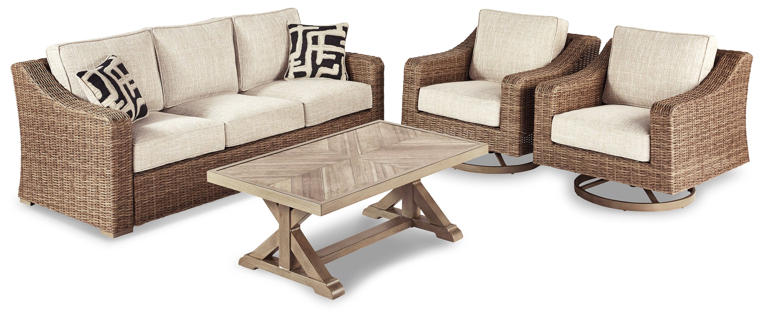 Homestyle Furniture - Ashley Furniture - Beachcroft Outdoor Sofa with Coffee Table and 2 End Tables - Outdoor Sofa with Coffee Table and 2 End Tables - P791P15