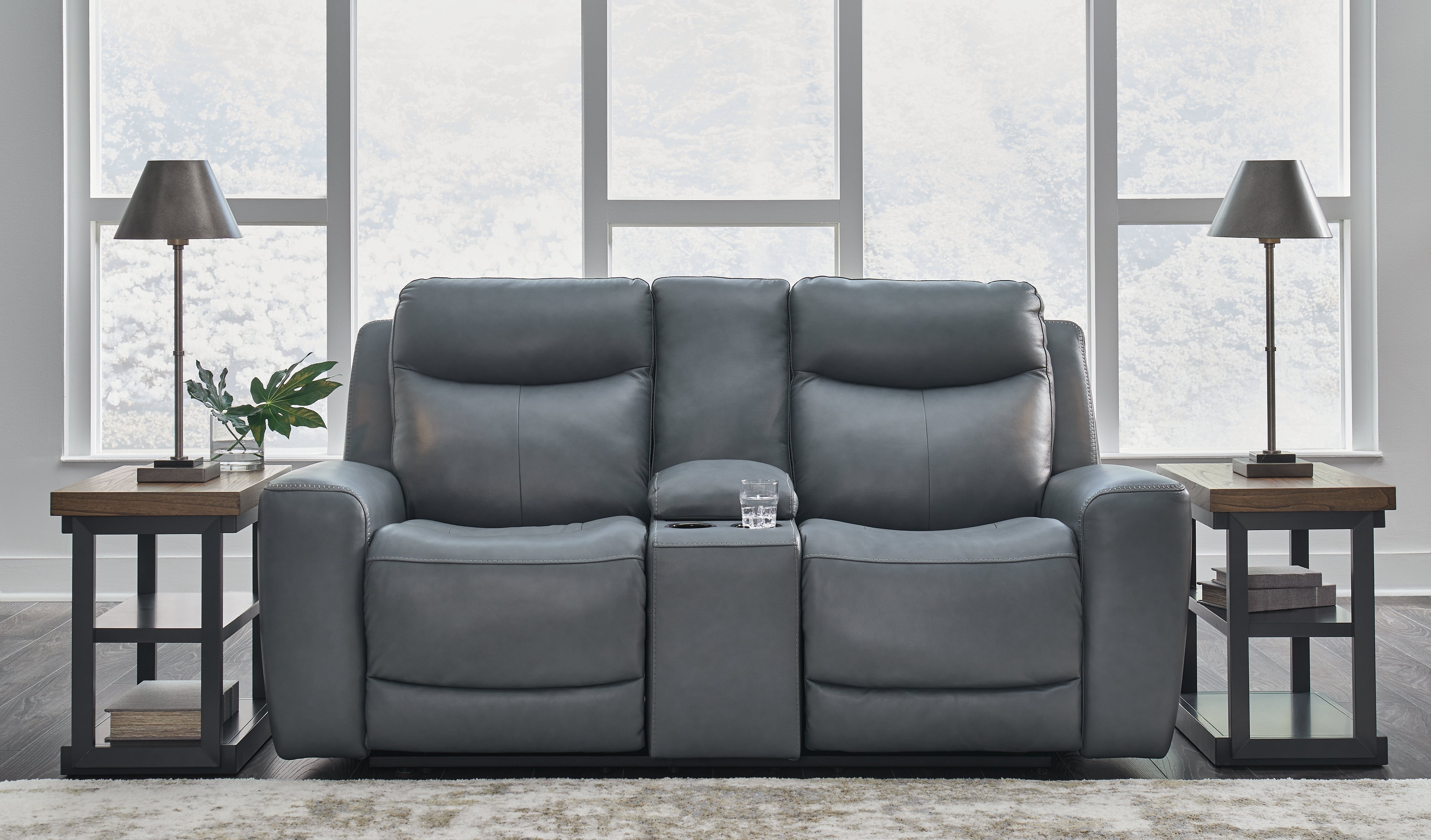 Homestyle Furniture - Ashley Furniture - Mindanao Power Reclining Loveseat with Console - PWR REC Loveseat/CON/ADJ HDRST - U5950418