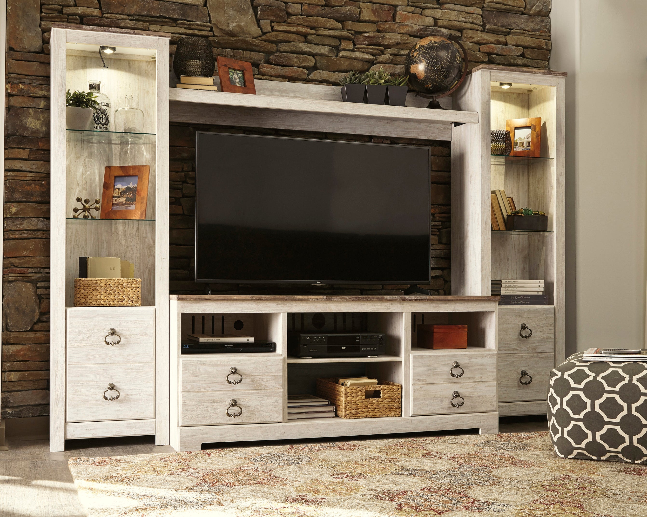 Homestyle Furniture - Ashley Furniture - Willowton 4-Piece Entertainment Center - 4-Piece Entertainment Center - W267W3