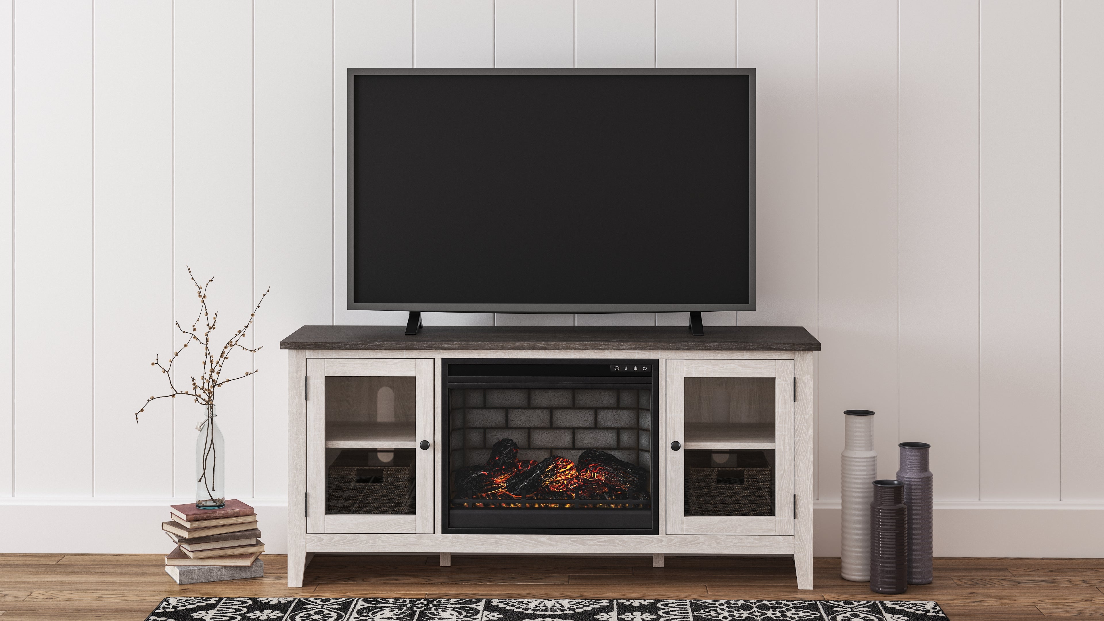 Homestyle Furniture - Ashley Furniture - Dorrinson 60" TV Stand with Electric Fireplace - 60" TV Stand with Electric Fireplace - W287W3