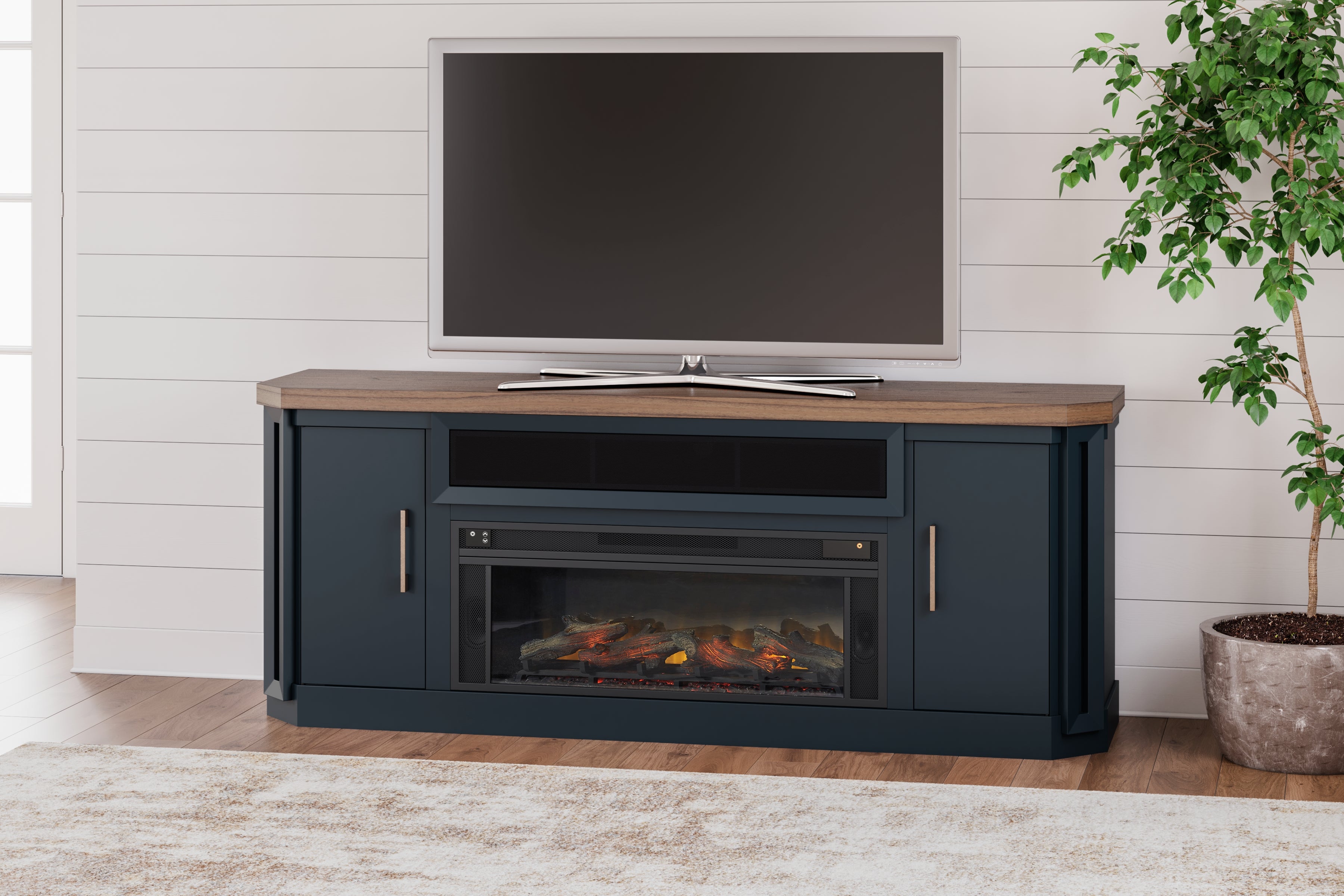 Homestyle Furniture - Ashley Furniture - Landocken 83" TV Stand with Electric Fireplace - 83" TV Stand with Electric Fireplace - W402W1