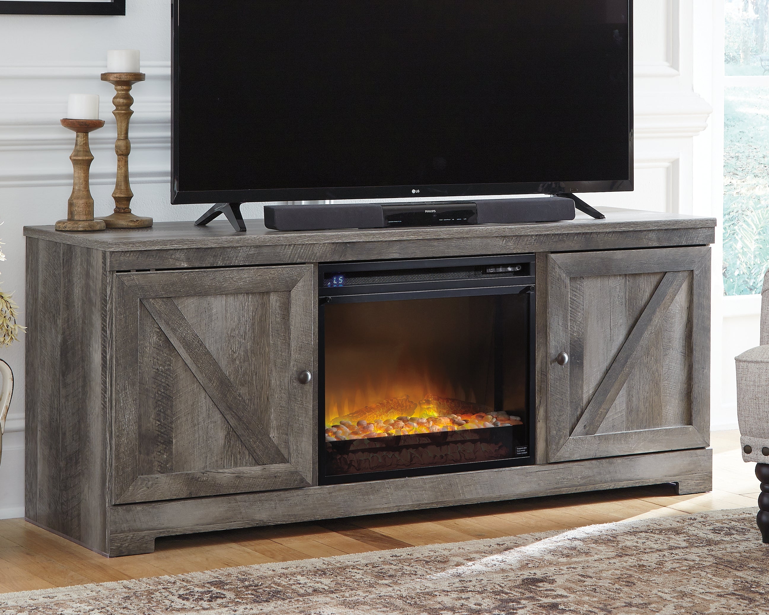 Homestyle Furniture - Ashley Furniture - Wynnlow 63" TV Stand with Electric Fireplace - 63" TV Stand with Electric Fireplace - W440W4
