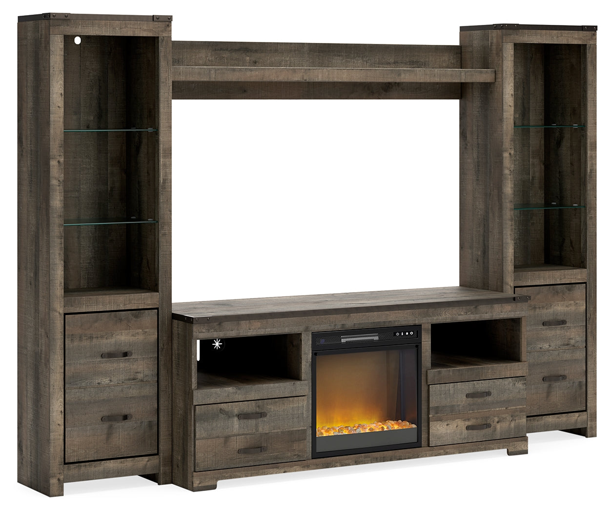 Homestyle Furniture - Ashley Furniture - Trinell 4-Piece Entertainment Center with Electric Fireplace - 4-Piece Entertainment Center with Electric Fireplace - W446W10