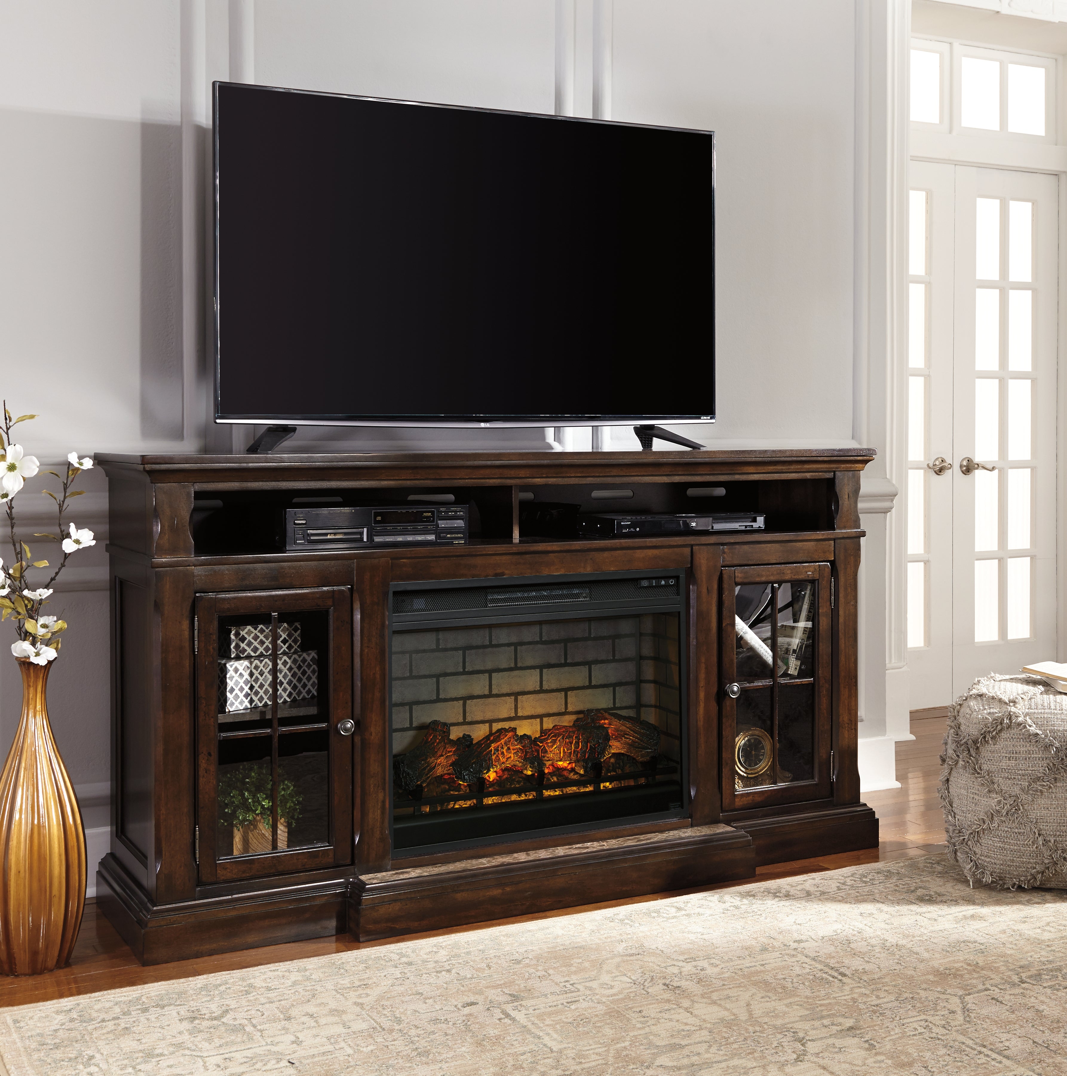 Homestyle Furniture - Ashley Furniture - Roddinton 72" TV Stand with Electric Fireplace - 72" TV Stand with Electric Fireplace - W701W8