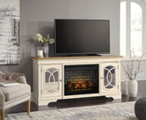 Homestyle Furniture - Ashley Furniture - Realyn 74" TV Stand with Electric Fireplace - 74" TV Stand with Electric Fireplace - W743W2