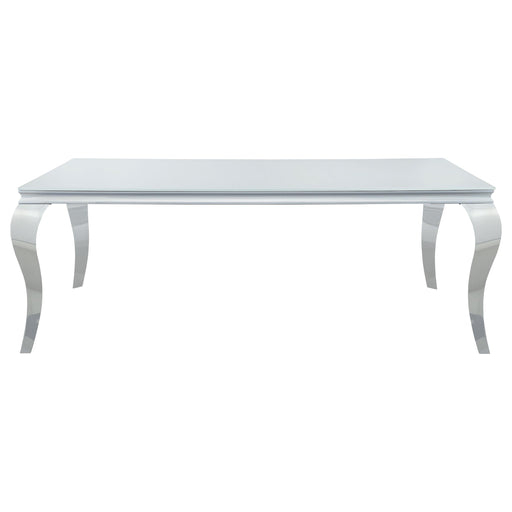 Carone Rectangular Glass Top Dining Table White and Chrome image