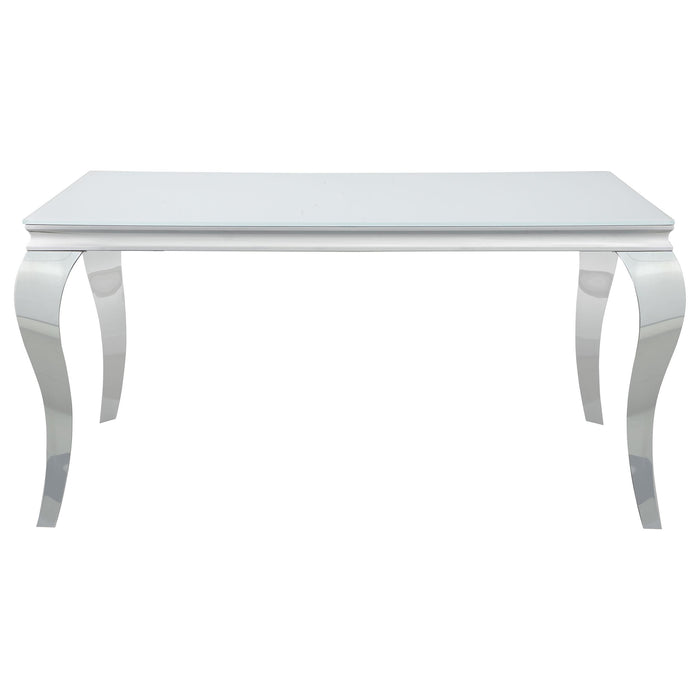 Carone Rectangular Glass Top Dining Table White and Chrome image