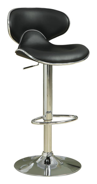 Edenton Upholstered Adjustable Height Bar Stools Black and Chrome (Set of 2) image