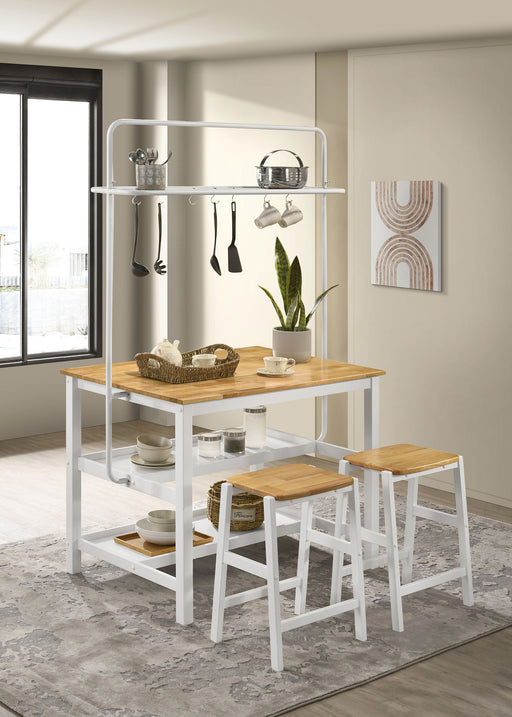 Homestyle Furniture - Coaster - Edgeworth 3-piece Kitchen Island Counter Table Set White - 122246-S3
