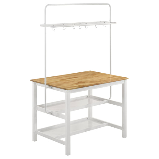 Homestyle Furniture - Coaster - Edgeworth Kitchen Island Counter Table with Pot Rack White - 122246