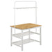 Homestyle Furniture - Coaster - Edgeworth Kitchen Island Counter Table with Pot Rack White - 122246