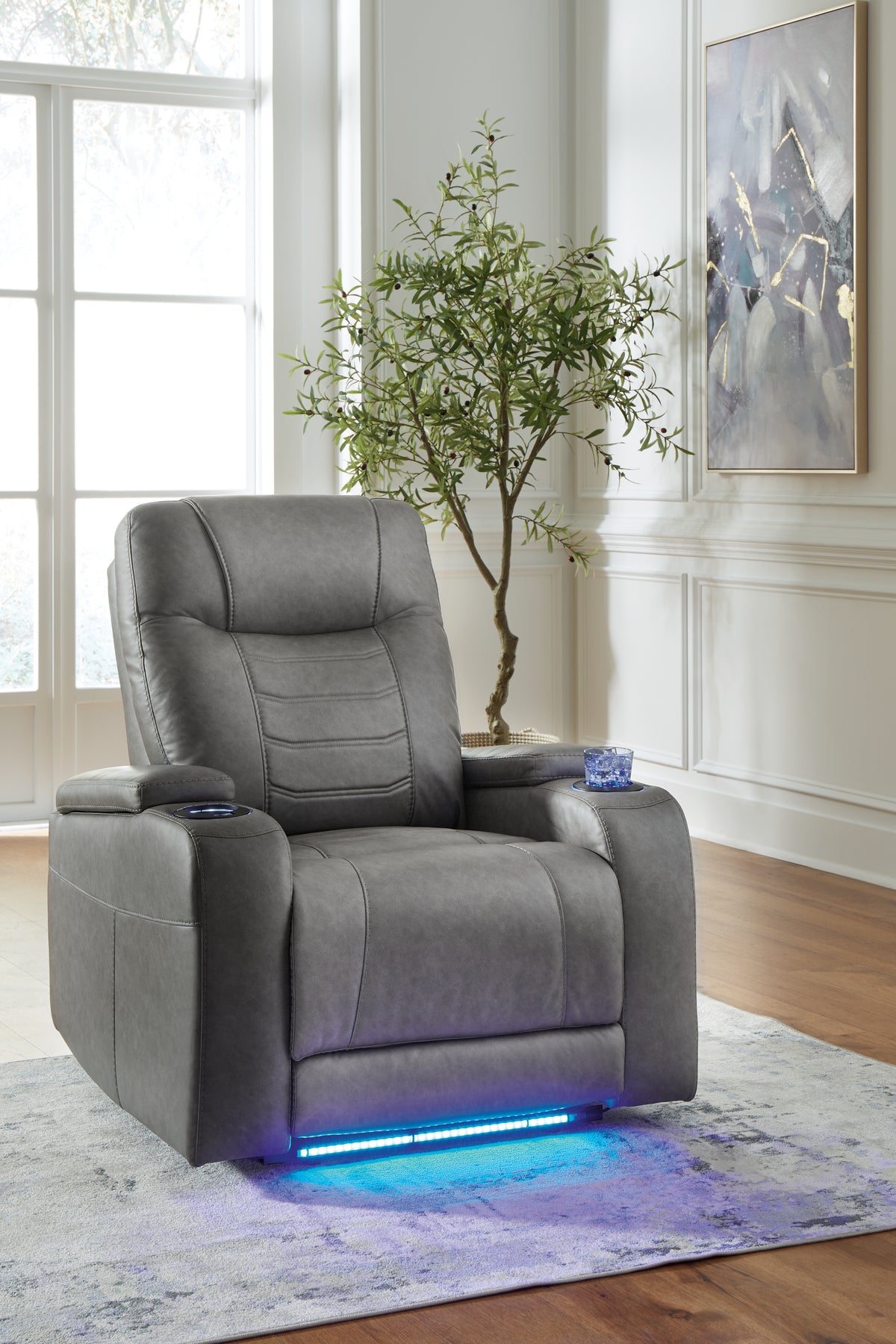 Homestyle Furniture - Ashley Furniture - Schooner Rocks Power Recliner - PWR Recliner/ADJ Headrest / Slate - 1610213