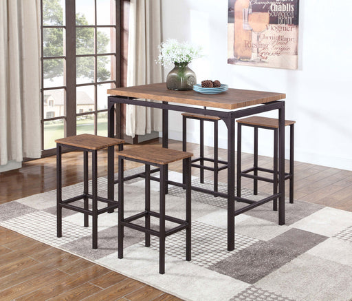 Homestyle Furniture - Coaster - Santana 5-piece Pub Height Bar Table Set Weathered Chestnut - 182002