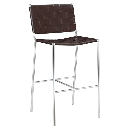 Homestyle Furniture - Coaster - Adelaide Upholstered Pub Height Bar Stool Brown and Chrome - 183584