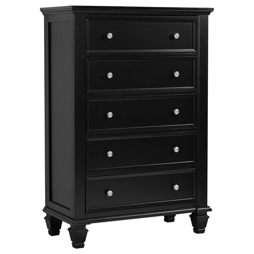 Homestyle Furniture - Coaster - Sandy Beach 5-drawer Bedroom Chest Black - 201325