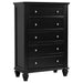 Homestyle Furniture - Coaster - Sandy Beach 5-drawer Bedroom Chest Black - 201325