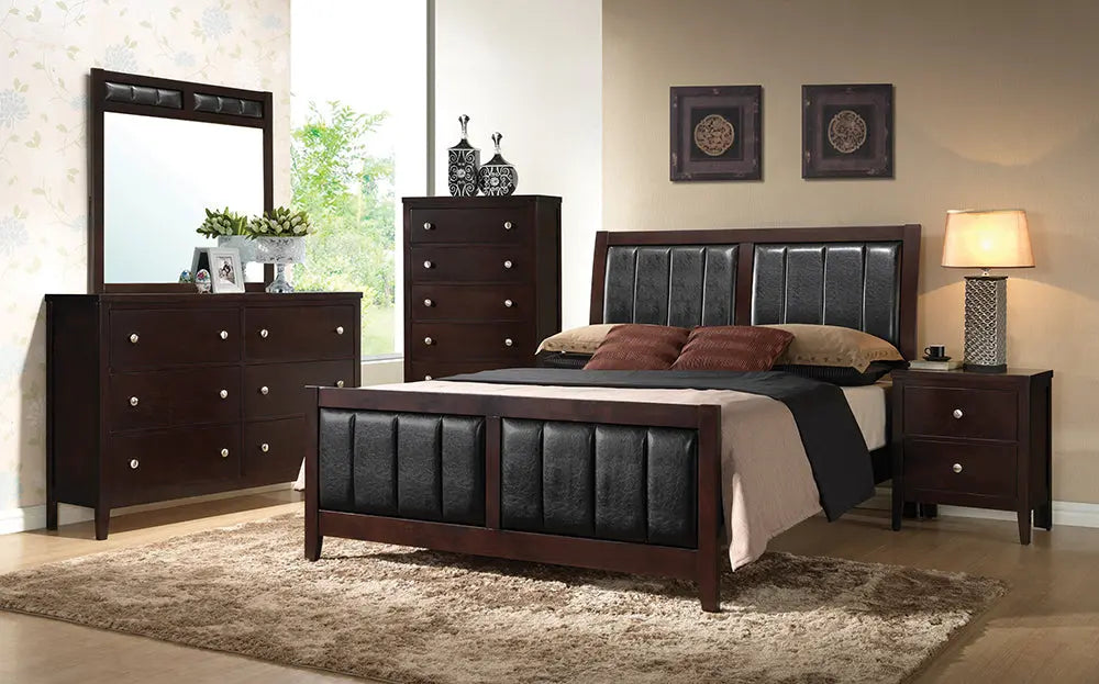 Carlton Upholstered Bedroom Set Cappuccino and Black - Homestyle Furniture (ARk)