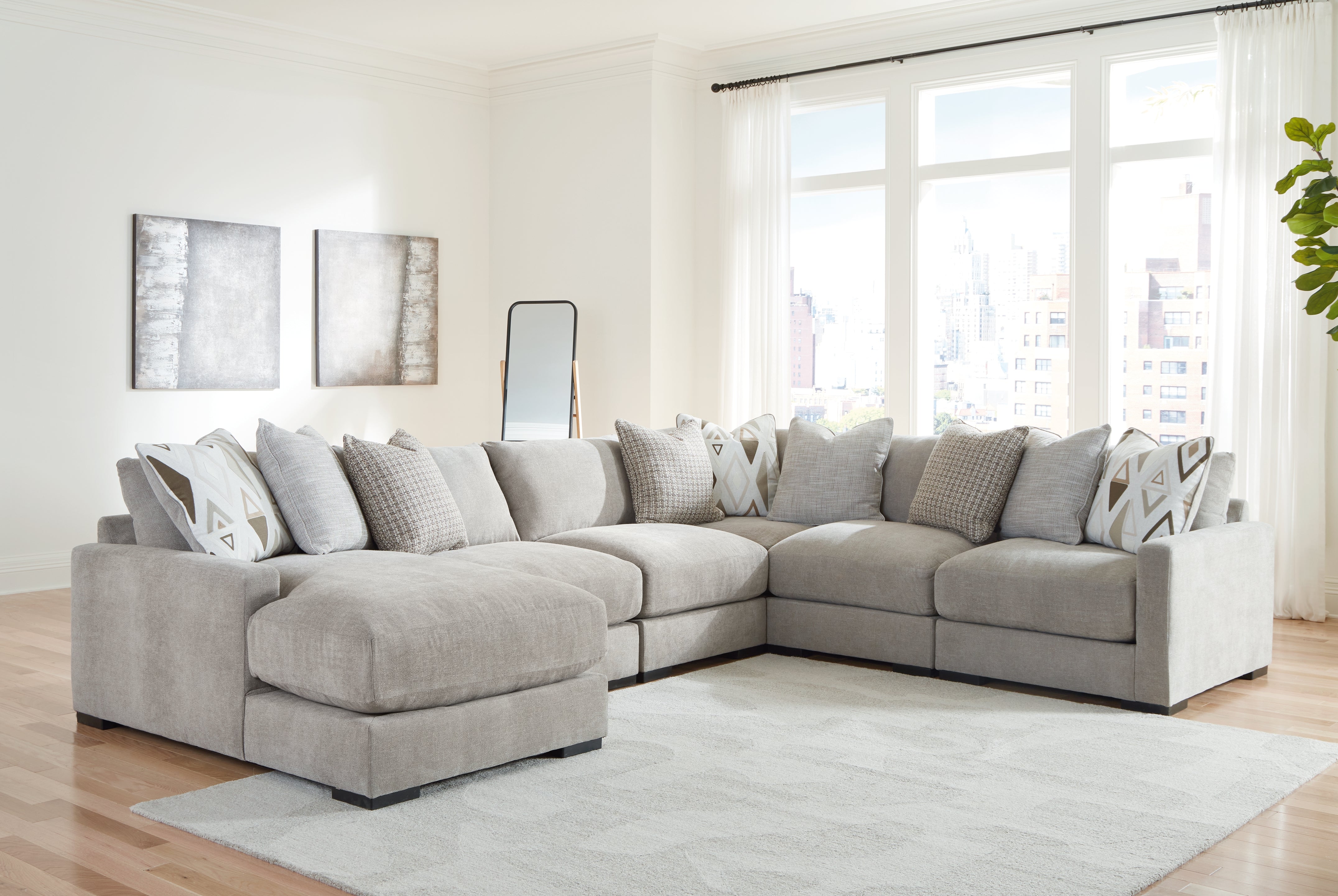 Homestyle Furniture - Ashley Furniture - Aslan Court 6-Piece Sectional with Chaise - RAF 6-Piece Sectional with Chaise / Flax - 20305S8