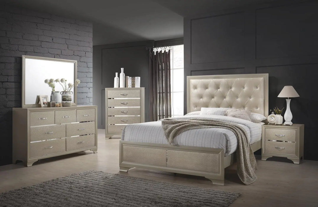 Beaumont Bedroom Set Metallic Champagne - Homestyle Furniture (ARk)