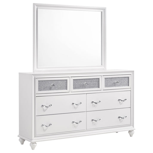 Homestyle Furniture - Coaster - Barzini 7-drawer Dresser with Mirror White - 205893M