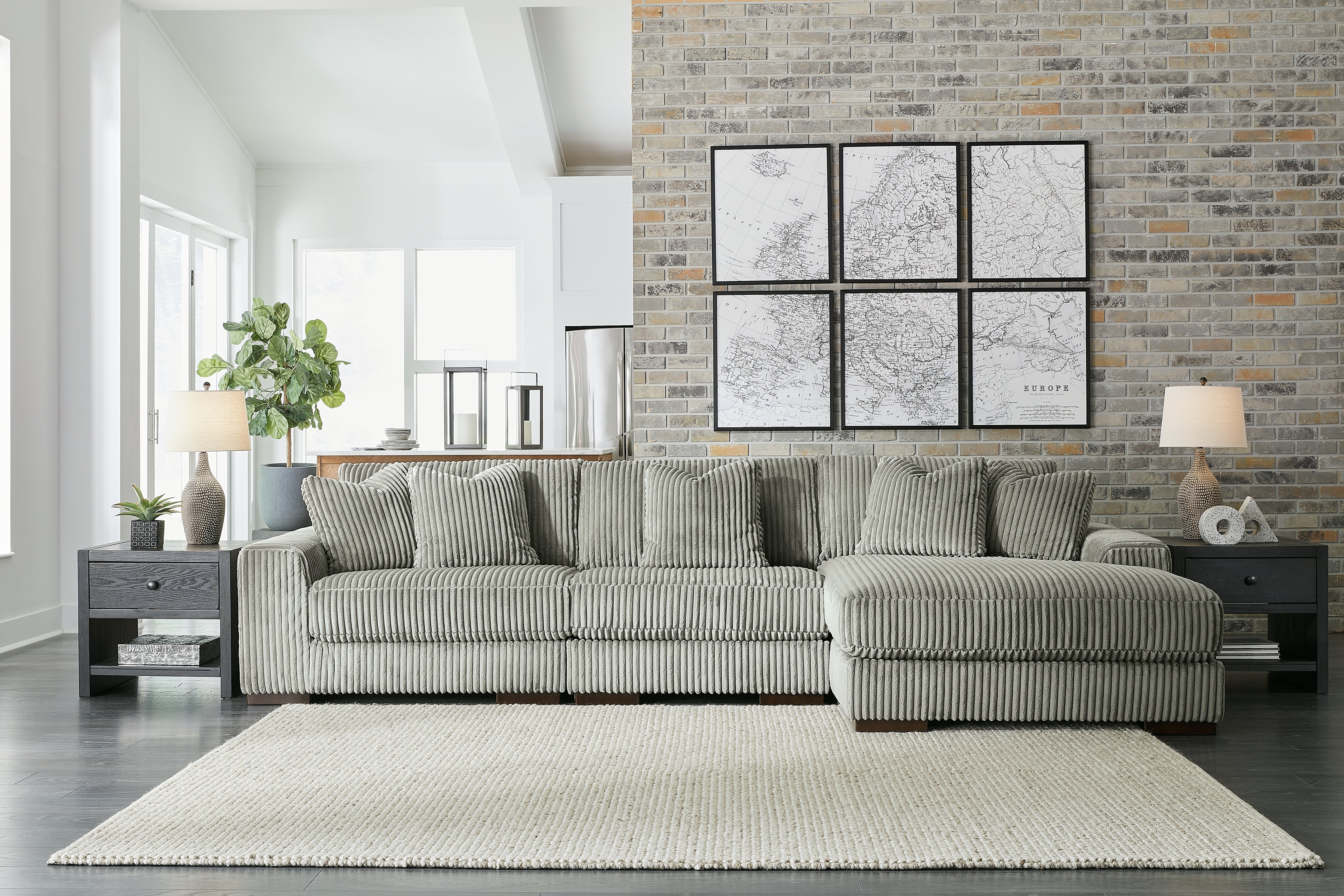 Homestyle Furniture - Ashley Furniture - Lindyn 3-Piece Sectional with Chaise - RAF 3-Piece Sectional with Chaise / Fog - 21105S9