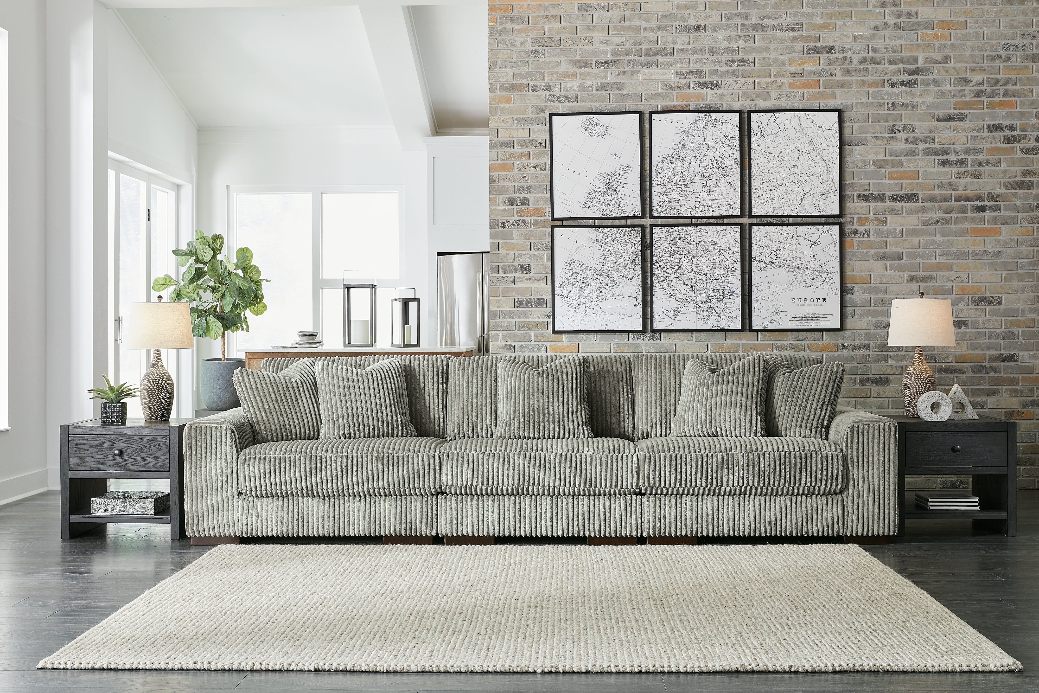 Homestyle Furniture - Ashley Furniture - Lindyn 3-Piece Sectional Sofa - RAF 3-Piece Sectional Sofa / Fog - 21105S14