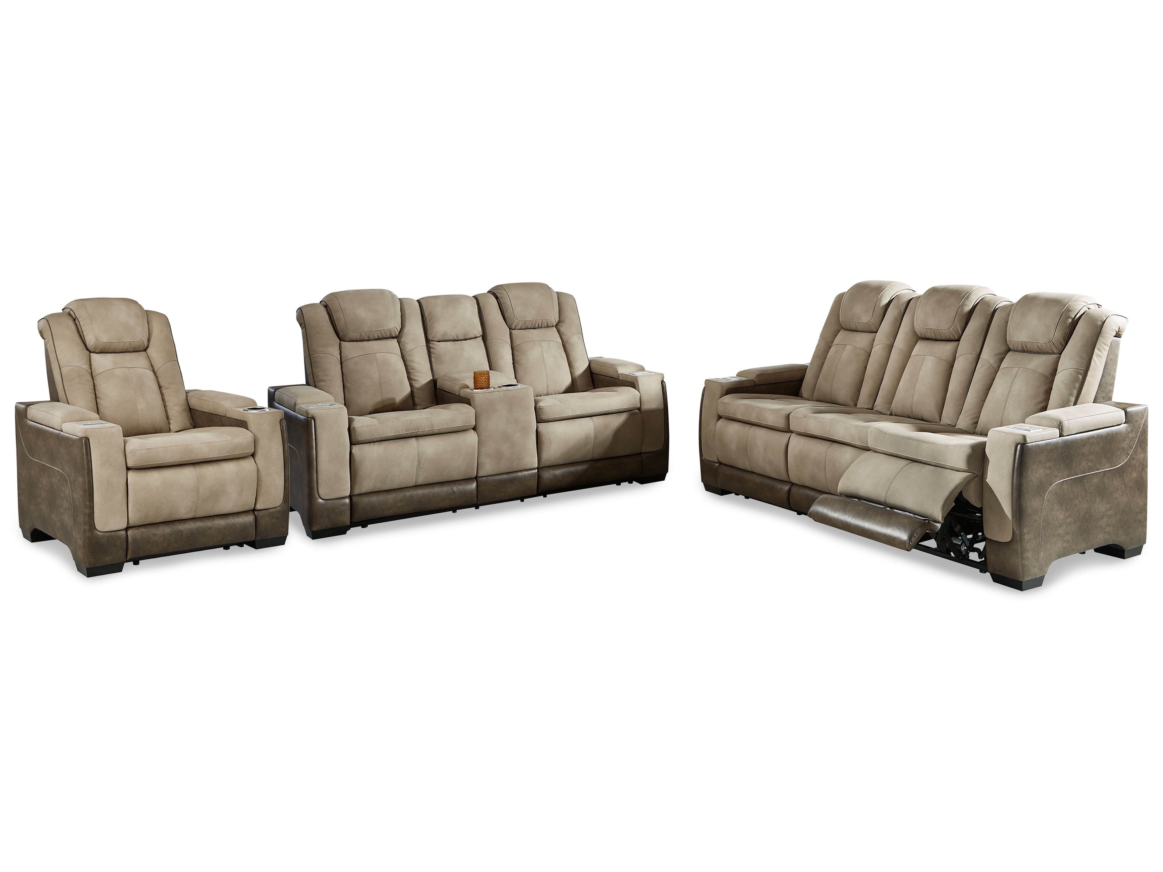 Homestyle Furniture - Ashley Furniture - Next-Gen DuraPella Power Reclining Sofa, Loveseat and Recliner - Power Reclining Sofa, Loveseat and Recliner / Sand - 22003U2