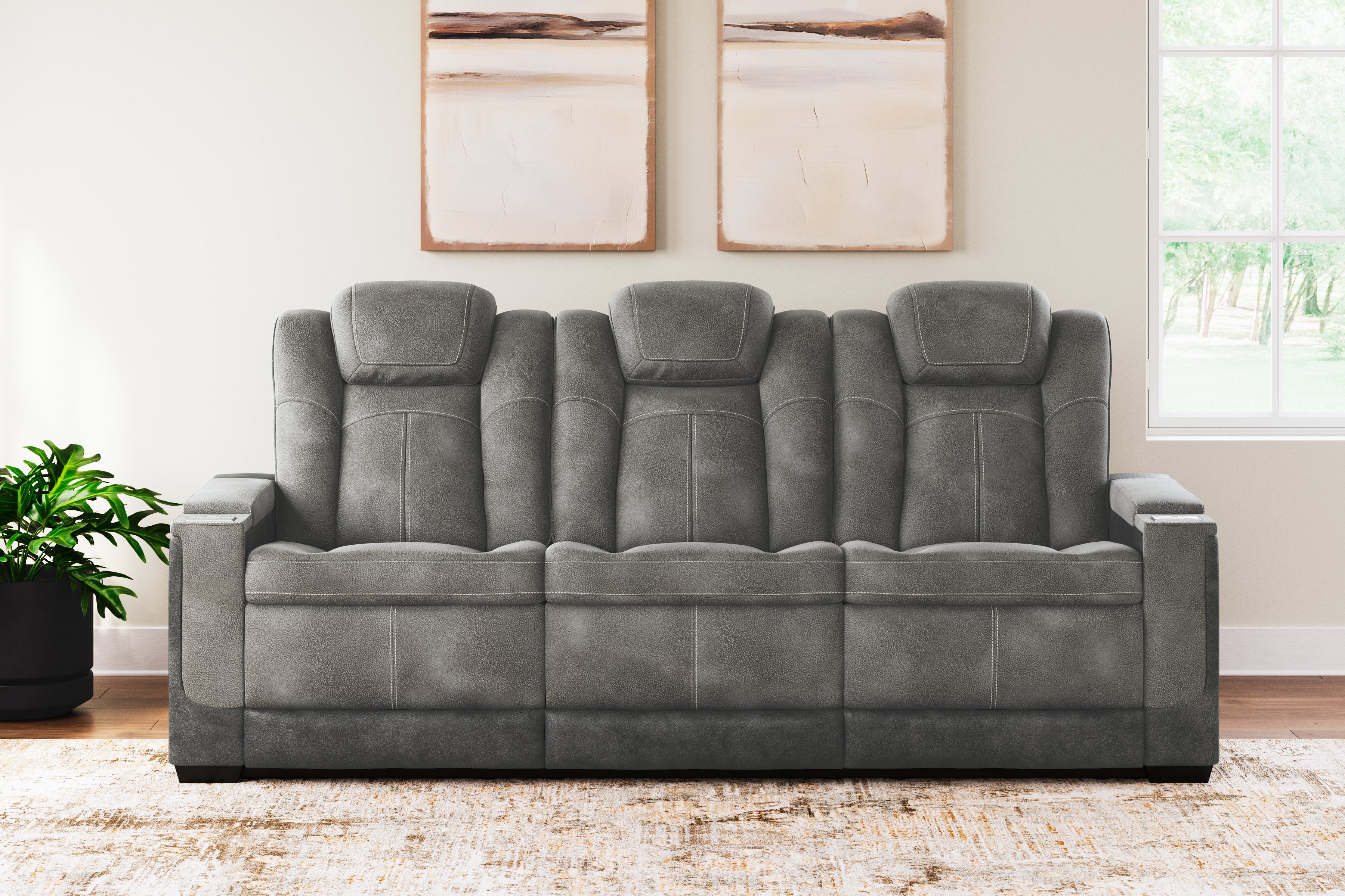 Homestyle Furniture - Ashley Furniture - Next-Gen DuraPella Power Reclining Sofa - PWR REC Sofa with ADJ Headrest / Slate - 2200415