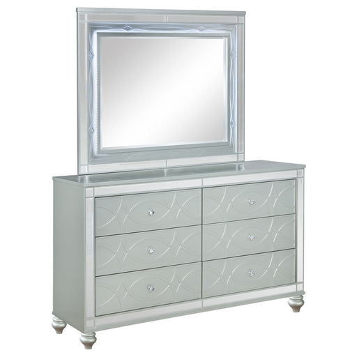 Homestyle Furniture - Coaster - Gunnison 6-drawer Dresser with Mirror Silver Metallic - 223213M