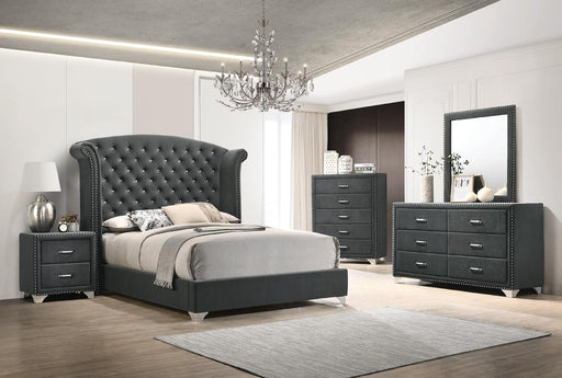 Melody 5-piece Queen Tufted Upholstered Bedroom Set Grey image