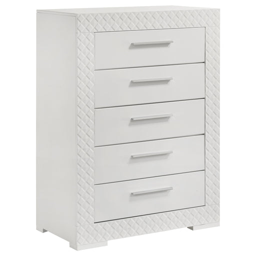 Homestyle Furniture - Coaster - Ives 5-drawer Bedroom Chest of Drawers White High Gloss - 224945