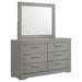 Homestyle Furniture - Coaster - Ives 6-drawer Dresser and Mirror Grey High Gloss - 224973M
