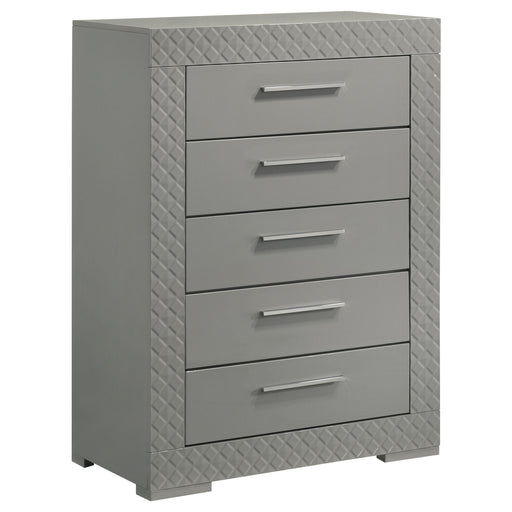 Homestyle Furniture - Coaster - Ives 5-drawer Bedroom Chest of Drawers Grey High Gloss - 224975