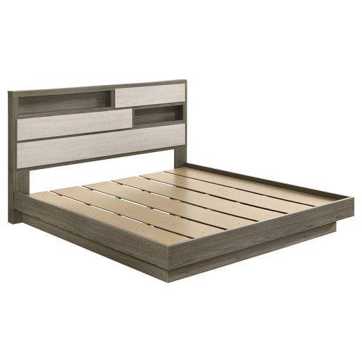 Homestyle Furniture - Coaster - Fenwick Eastern King Bed Bookcase Headboard Grey Oak - 224981KE