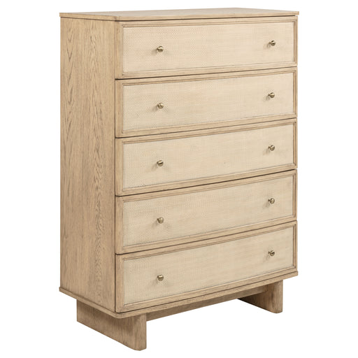 Homestyle Furniture - Coaster - Kailani 5-drawer Bedroom Chest of Drawers Beige Oak - 225045
