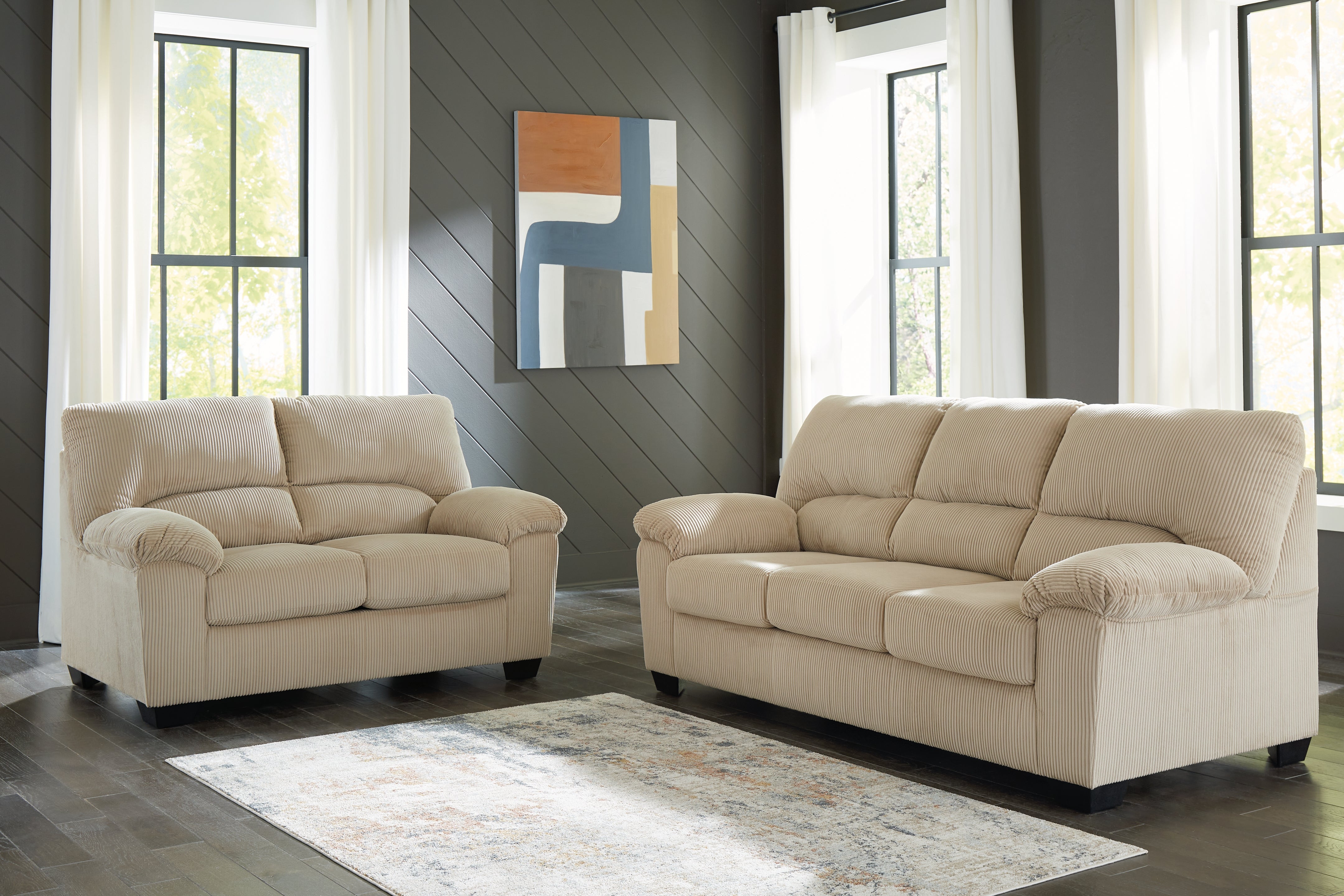 Homestyle Furniture - Ashley Furniture - SimpleJoy Sofa and Loveseat - Sofa and Loveseat / Sand - 24203U1