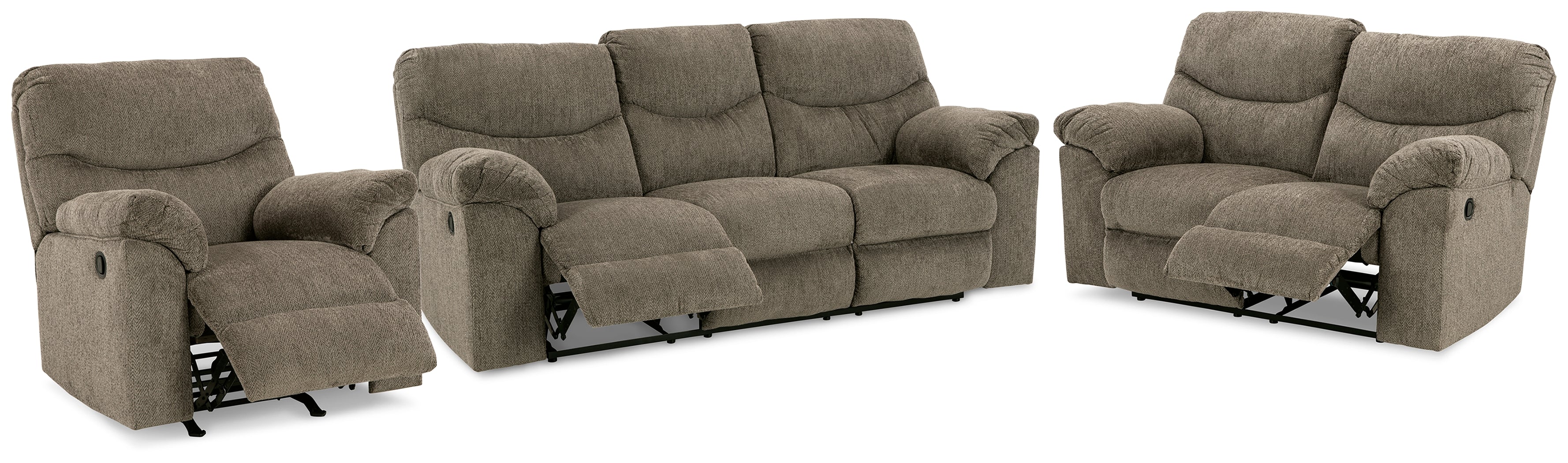 Homestyle Furniture - Ashley Furniture - Alphons Reclining Sofa, Loveseat and Recliner - Reclining Sofa, Loveseat and Recliner / Putty - 28201U2