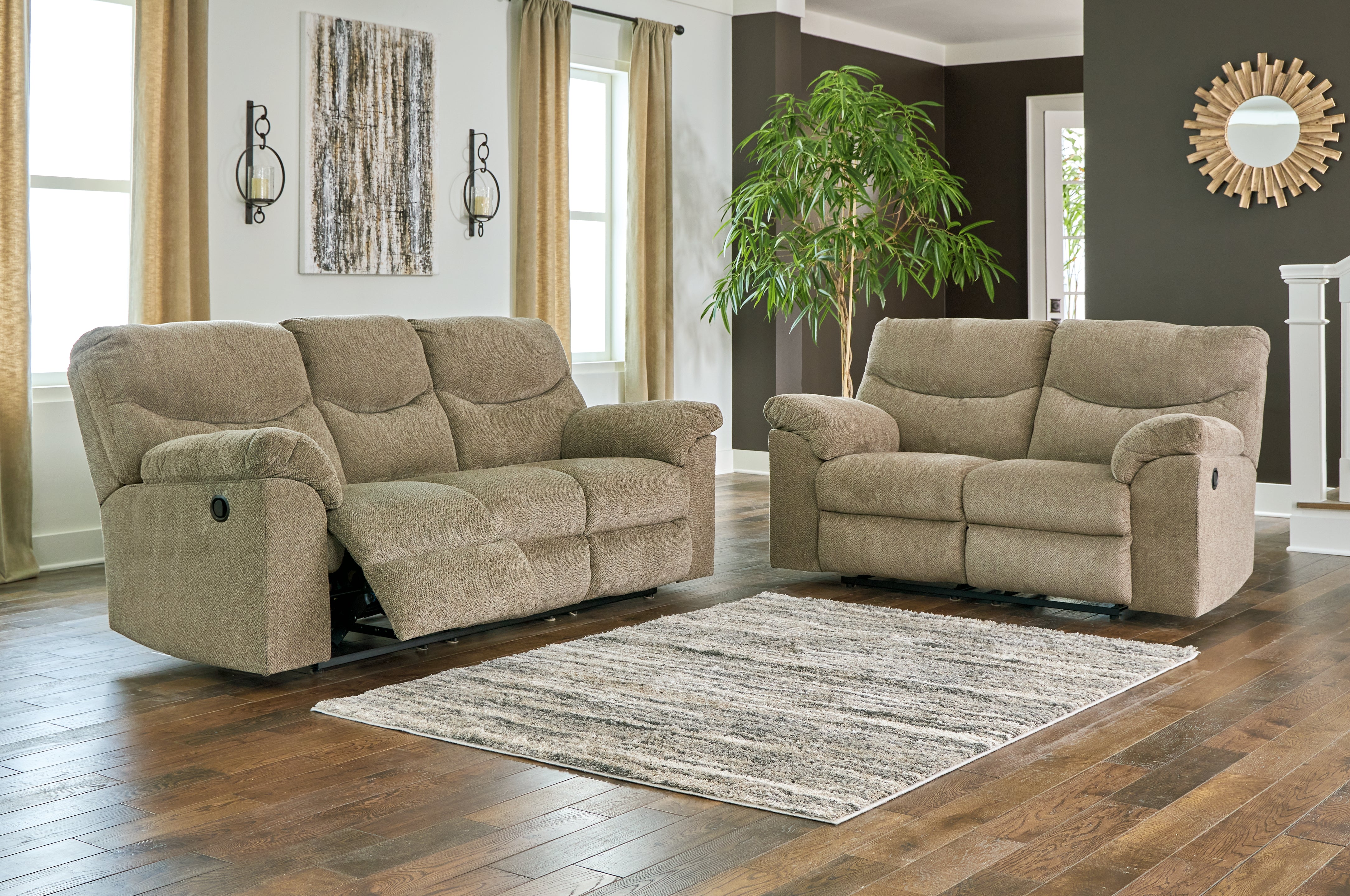 Homestyle Furniture - Ashley Furniture - Alphons Reclining Sofa and Loveseat - Reclining Sofa and Loveseat / Briar - 28202U1