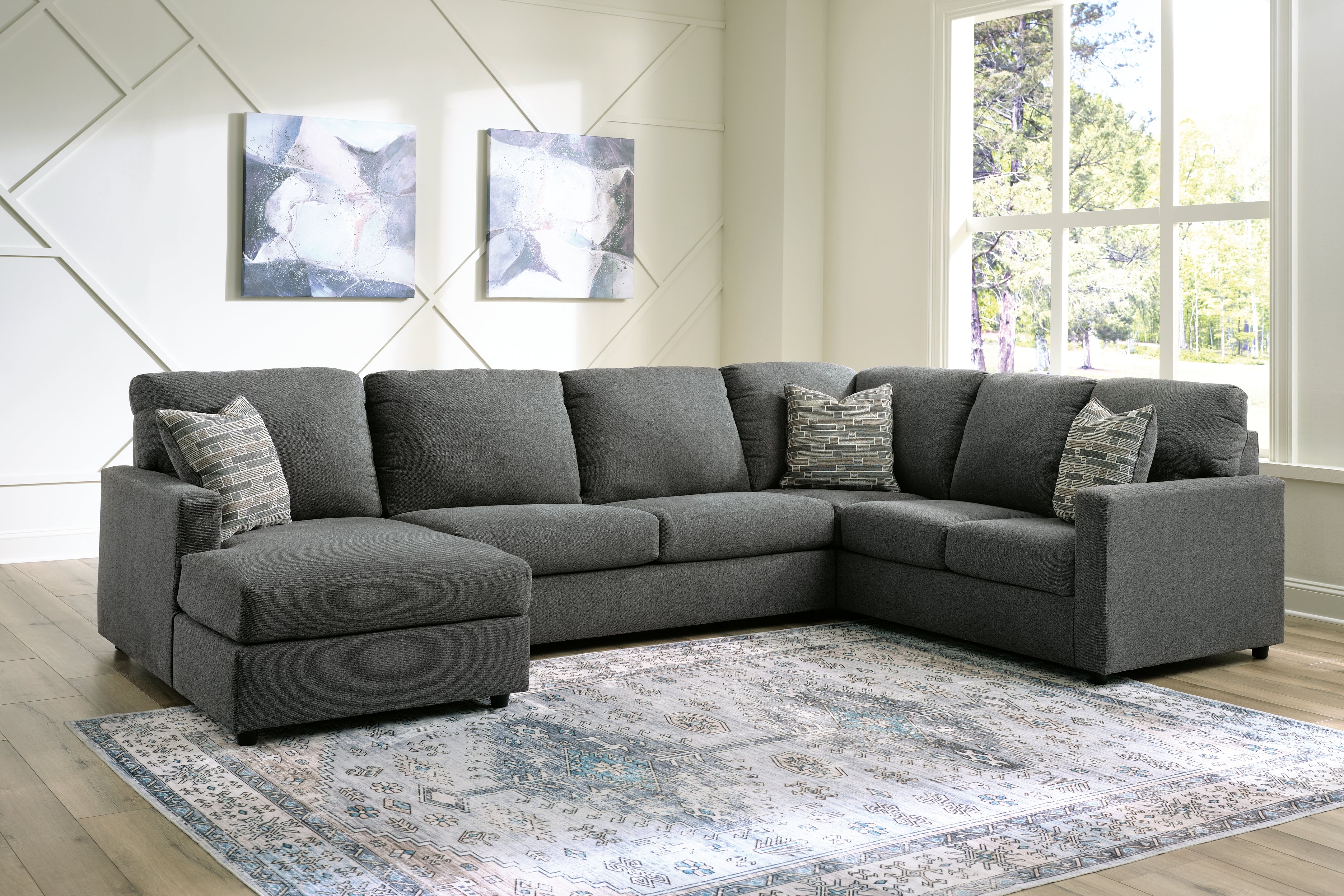 Homestyle Furniture - Ashley Furniture - Edenfield 3-Piece Sectional with Chaise - RAF 3-Piece Sectional with Chaise / Charcoal - 29003S1