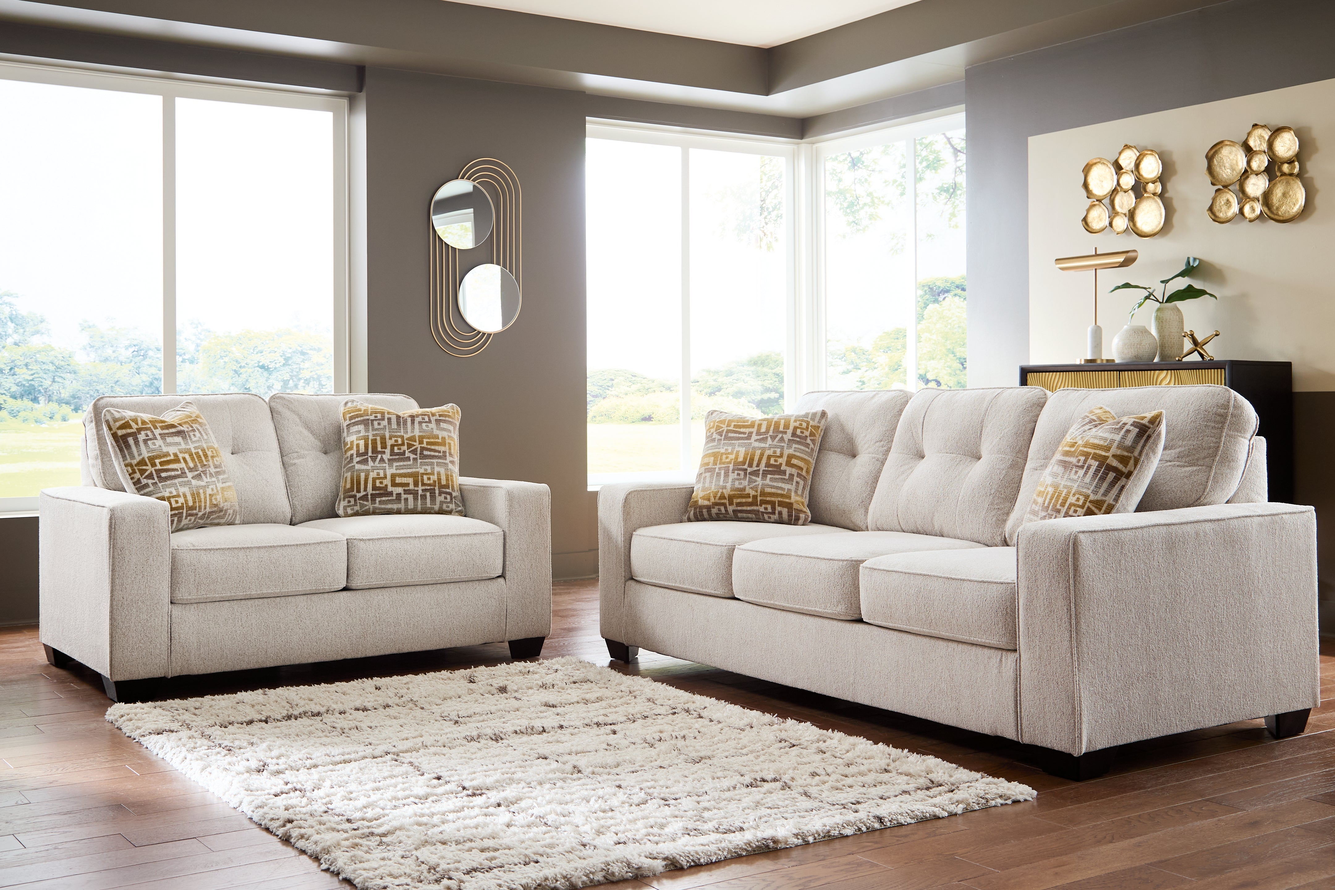 Homestyle Furniture - Ashley Furniture - Larimer Sofa and Loveseat - Sofa and Loveseat / Stone - PC29203U1